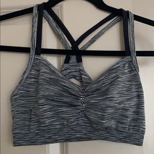 Athleta Strappy Studio Sports Bra, Grey/Black